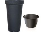 Casaria® Vaso In Plastica Per Piante 42L 63X40Cm Xxl Fioriera Alta Rotonda Vaso Alto Da Fiori Balcone Porta Piante Terrazza Vasi Da Esterno Fioriere