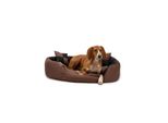 Lettino Per Cani Lionto, Elegante Cesto Per Cani 4 In 1, Idrorepellente, Antigraffio E Di Facile Manutenzione, 85X70 Cm, Nero/Marrone