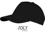 Sols 00594 | Cappello A Cinque Pannelli Long Beach / Chiusura Regolabile In Metallo - Colore: Nero - Taglia: Unica