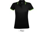 Sols 00578 | Polo Donna Pasadena - Colore: Nero/Lime - Taglia: L