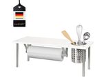 Scaffale Da Cucina Bremermann Con Portarotolo E Portautensili, Bianco
