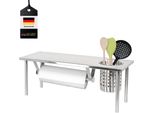 Mensola Da Cucina Bremermann Con Portarotolo E Portautensili, Acciaio Inox