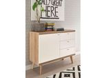 Credenza Merle 107Cm Rovere Riviera / Bianco Opaco Soggiorno Cassettiera