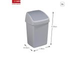 Portarifiuti Delta Con Coperchio Basculante One Size 10 Litri Grigio (12133051)