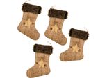 Stivale Di Babbo Natale Da Riempire In Sughero - Set Di 4 - Calza Di Natale Di Babbo Natale