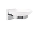 Tesa Portasapone Ekkro, Vetro Satinato, Incl. Soluzione Adesiva Piastra Angolare A Parete, Cromata, Antiruggine, Piatto In Vetro Rimovibile - 1 Pezzo (40240-00000-00)