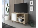 Mobile Tv 100, Soggiorno, Modello Wind, Colore Rovere E Bianca, 95X40X57Cm