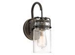 Lampada Da Parete Retrò Marrone Con Paralume In Vetro Brinley 1Xe27 60W Kichler