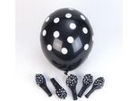 Palloncini A Pois 6 Pezzi Bianchi E Neri - Taglia Unica