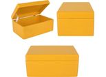 Creative Deco Grande Gialla Scatola In Legno Porta Oggetti | 30X20X14Cm Con Coperchio E Maniglie | Contenitore Cassetta Per Decorare, Portagiochi