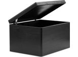 Creative Deco Xxl Grande Nera Scatola In Legno Porta Oggetti | 40X30X24Cm | Con Coperchio | Contenitore Per Decorare Cassetta Attrezzi Portagiochi