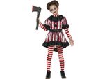 Clown Costume Halloween Spaventoso Circo Strisce Rosso Faccia Spaventosa Bambini Divertimento, Taglia: 110/116 Colore: Nero
