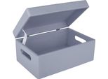 Creative Deco Grande Grigia Scatola In Legno Porta Oggetti 30X20X14Cm | Coperchio E Maniglie | Contenitore Per Decorare Cassetta Attrezzi Portagiochi