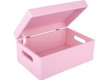 Creative Deco Rosa Grande Scatola In Legno | 30X20X14Cm | Coperchio E Maniglie | Cassetta Conteniore Portaoggetti Documenti | Per Decoupage E Decorare