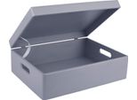 Creative Deco Xl Grigia Grande Scatola In Legno Porta Oggetti 40X30X14Cm | Coperchio, Maniglie | Contenitore Da Decorare Cassetta Attrezzi Portagiochi
