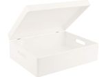 Creative Deco Xl Grande Bianca Scatola In Legno 40X30X14Cm | Coperchio, Maniglie | Contenitore Portaoggetti Per Decorare Cassetta Attrezzi Portagiochi