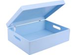 Creative Deco Xl Grande Scatola Legno Azzurra | 40X30X14Cm | Coperchio, Maniglie | Cassetta Portaoggetti Portagiochi Documenti | Perfetta Per Decorare