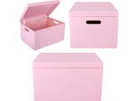 Creative Deco Xxl Grande Scatola Rosa In Legno Porta Oggetti | 40X30X24Cm | Con Coperchio E Maniglie | Contenitore Per Decorare Cassetta Portagiochi