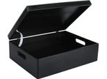 Creative Deco Xl Grande Nera Scatola In Legno | 40 X 30 X 14 Cm | Coperchio E Maniglie | Cassetta Conteniore Portaoggetti Portagiochi | Per Decorare