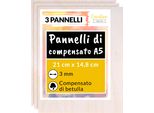 Creative Deco 3 X A5 Compensato Pannelli Legno Betulla 3Mm | Pannelli Compensato 148 X 210 X 3 Mm (+/- 0.5Mm) | Decorazione, Modellare, Pirografia