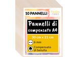 Creative Deco 10 X A4 Compensato Pannelli Legno Betulla 6Mm | Pannelli Compensato 300 X 210 X 6 Mm (+/- 0.5Mm) | Decorazione, Modellare, Pirografia