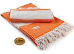A&R AR056 | Asciugamano Hamamzz® Marmaris De Luxe - 100 X 180 Cm - Colore: Arancione Chiaro/Bianco - Dimensioni: 100 X 180 Cm