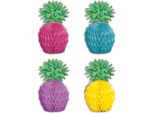 Decorazione Da Tavola Ananas Di Carta 8 Pezzi Colorati 12 Cm - Misura Unica