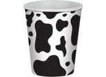 Bicchiere Di Carta Per Feste Con Macchie Di Mucca 8 Pezzi Bianco E Nero 266Ml - Taglia Unica