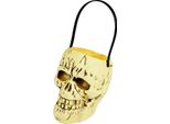 Secchio Teschio Decorazione Festa Di Halloween Beige-Nero 17X15Cm - Taglia Unica