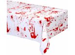 Tovaglia Horror Impronta Di Mano Insanguinata Bianco-Rosso 274X137Cm - Taglia Unica