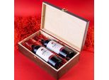 Creative Deco Scatola Per Vino In Legno Marrone | Porta Bottiglie Di Vino, 2 Bottiglie 0,7L | 35X20X10 Cm | Coperchio E Serratura, Divisori Rimovibili