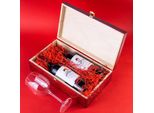 Creative Deco Scatola Per Vino In Legno Rossa | Porta Bottiglie Di Vino, 2 Bottiglie 0,7L | 35X20X10 Cm | Coperchio E Serratura, Divisori Rimovibili
