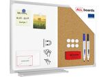 Lavagna Magnetica Cancellabile A Secco E In Sughero Combinata (Cornice In Alluminio) 60X40 Cm