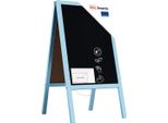 Lavagna Per Gesso Con Cavalletto Azzurro Pastello Bifacciale 118X61 Cm