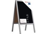 Lavagna Per Gesso Con Cavalletto Grigio Pastello Bifacciale 118X61 Cm