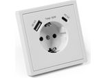 Presa Di Corrente Con Contatto Di Terra Mcpower ''Shallow'' 1X USB-C - 18W Quickcharge - 1X USB-A Bianco