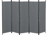 Divisorio Huesca 5 Pezzi 250X171Cm Paravento 5 Pezzi Schermo Privacy Parete Divisoria Parete Spagnola Grigio Scuro