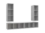 Vidaxl Mobili Tv A Parete 4 Pz. Materiale A Base Di Legno Grigio Cemento