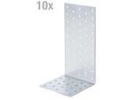 Alberts 820602 Staffa In Lamiera Forata, Zincata Sendzimir, 100 X 200 X 100 Mm, Set Da 10