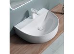 Doporro Lavabo Da Appoggio In Ceramica Bianco Lucido, Lavandino Bagno Moderno Con Foro Rubinetto E Rivestimento Nano 60X45X18 Cm Brš¹Ssel896