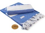 A&R AR056 | Hamamzz® Marmaris De Luxe Towel - 100 X 180 Cm - Colore: Royal Blue/White - Dimensioni: 100 X 180 Cm