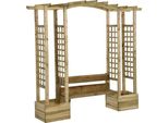 Pergola Da Giardino Con Panchina E Fioriere Legno Di Pino Impregnato