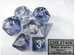 Set Di 7 Cubi Chessex Poly - Nero Nebbia / Bianco