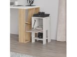 Decortie Ema Comodino Moderno Per Camera Da Letto, Bianco Antico - Grigio Moka 30 X 30 X 54,8 Cm