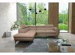 Divano Ad Angolo "Mona"" Divano Ad Angolo Funzione Letto Beige Marrone Recamiere Sinistra"