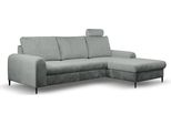 Divano Angolare "Monaco"" Divano Angolare Funzione Letto Grigio / Piedi Neri Recamiere Destra"