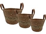 Set Di Cesti In Seagrass - 3 Pezzi - Cesto Decorativo Da 25 / 22 / 17 Cm