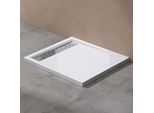 Doporro Piatto Doccia 80X90X5Cm, Piatto Doccia Quadrato In Acrilico Xetro04W, Bianco