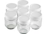 Lacor 69244 Vasetti Per Yogurt 7 Pezzi, Vasetto In Vetro Trasparente Con Coperchio A Vite Bianco Per Yogurt, Capacità 190 Ml, Senza Bpa Joghurtbecher, Glas Kunststoff, Durchsichtig