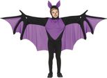 Pipistrello Halloween Tunica Costume Bambini Cappuccio Ali Viola Animale Outfit Fantasia Avventura Colorato Carnevale Divertimento Unisex Travestimento, Taglia: 128/134 Colore: Nero